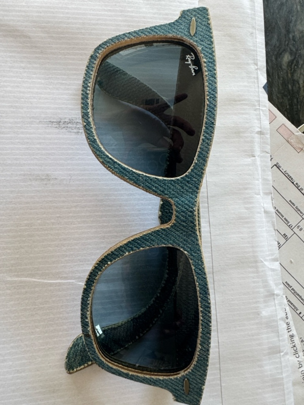 Ray-Ban Denim Wayfarer RB2140 Polarized Sunglasses Blue Textured Frame
